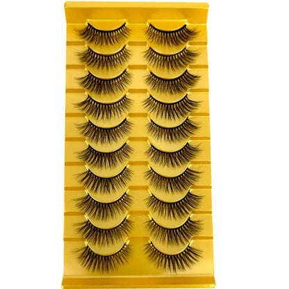 5/10 Pairs 3D Mink False Eyelashes – Wispy Handcrafted Full Strip Short Natural Lashes for Makeup