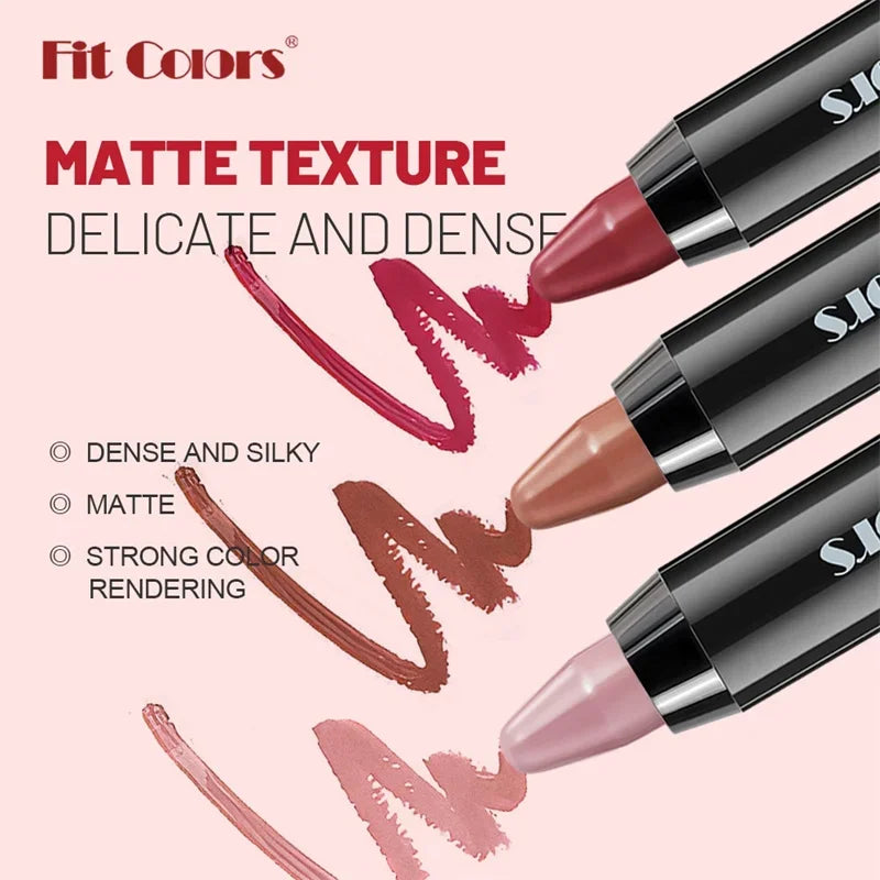 8-Color Velvet Matte Lipstick Pencil – Waterproof, Long-Lasting Sexy Red Lip Tint Non-Stick Makeup Pen