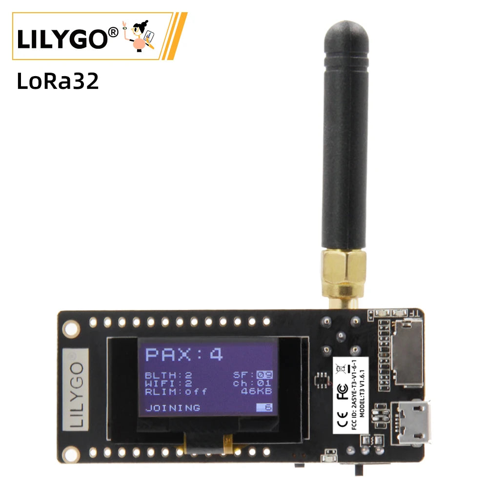 LILYGO® TTGO LoRa32 V2.1 ESP32 Wireless Module – 433/868/915MHz, OLED 0.96 Inch, Bluetooth, WiFi, SD Card, SMA
