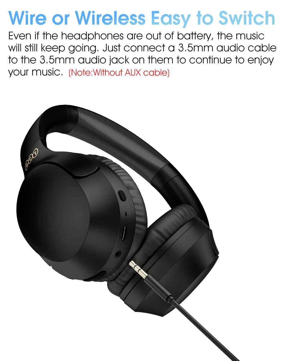QCY H2 Pro Wireless Headphones - Bluetooth 5.3, HIFI 3D Stereo, BASS Mode Gaming Earbuds, 70H Playtime, Over-Ear Headset