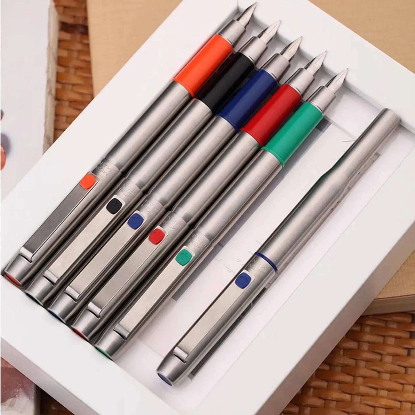 MAJOHN B25 Fountain Pen – Stainless Steel Imported F Nib with Ink Absorber, Dual-Purpose High-End Office Stationery