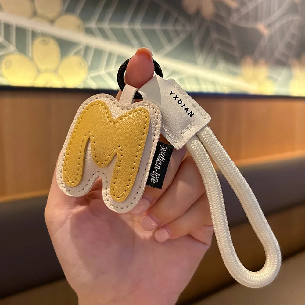 A-Z Leather Initial Keychain - Braided Wristband Pendant for Men & Women, Car, Bag & Phone Case Charm