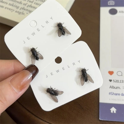 Funny Fly Stud Earrings - Realistic Insect Halloween & Party Jewelry for Women
