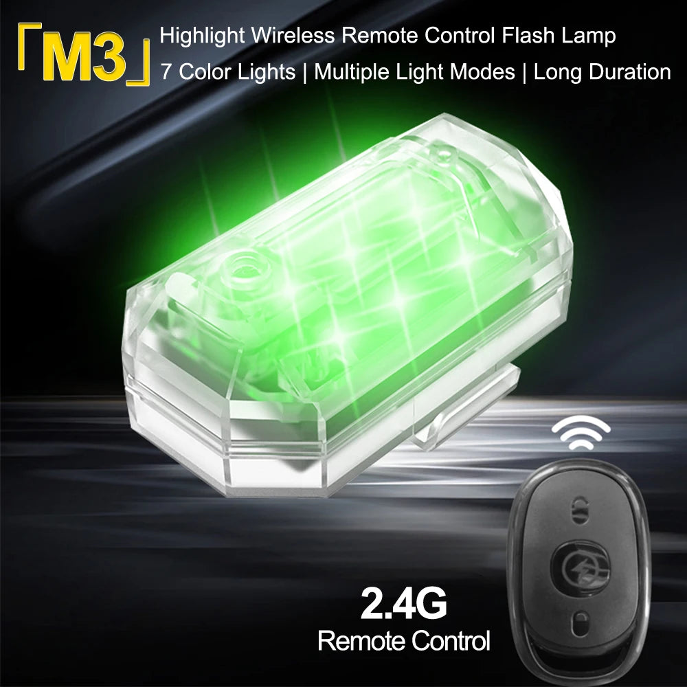 Donwof M3 Car & Motorcycle Strobe Light – Waterproof LED Anti-Collision Warning with Remote