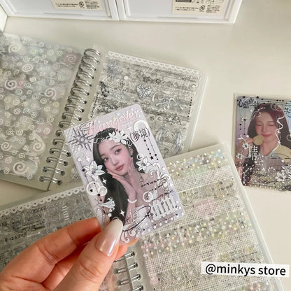 32-Sheet PET Transparent Sticker Book - Clear Scrapbooking Stickers for Journals, Planners, and Creative Stationery