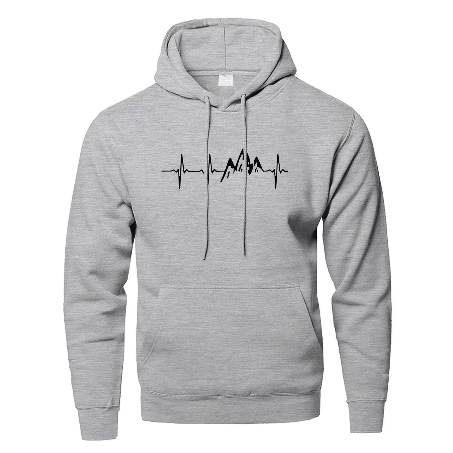 Mountain Heartbeat Hoodie – Teen Sweatshirt, Autumn Long Sleeve Hooded Sportswear in Black & Gray
