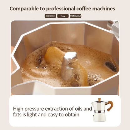 Vintage Wooden Handle Moka Pot – Classic Italian Espresso Maker 150ml/300ml for Home & Cafe Use