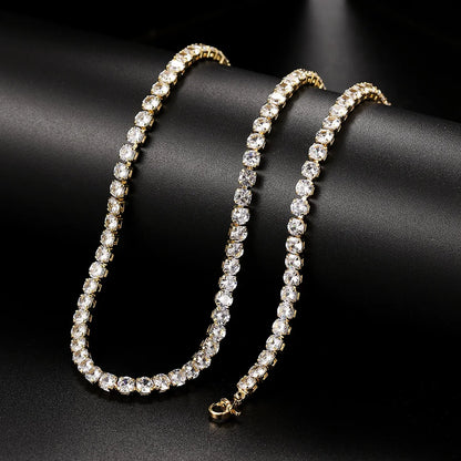 Luxury Iced Out Tennis Chain Choker Necklace – Cubic Zircon Crystal Hip Hop Jewelry for Women OHN016
