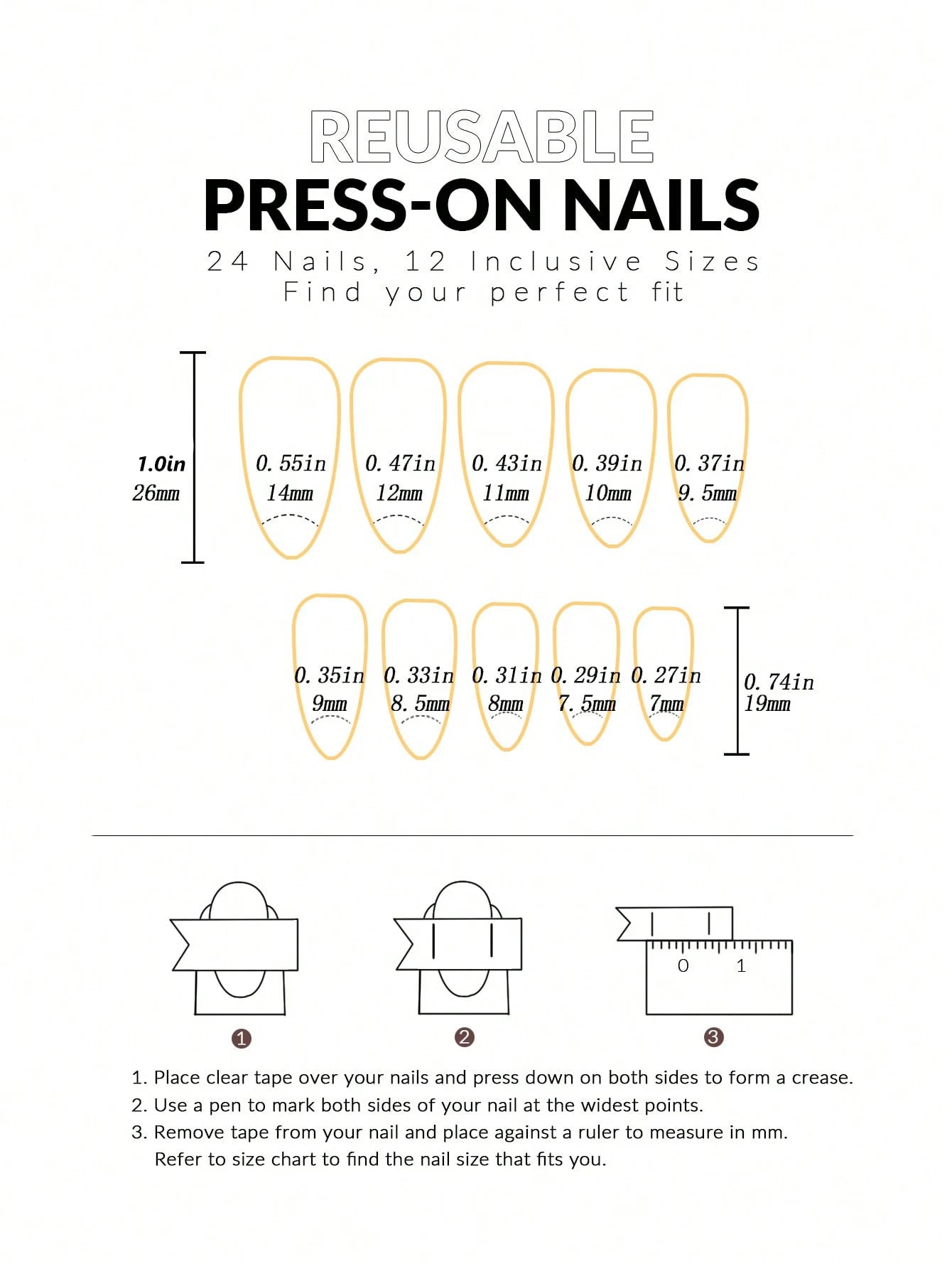 24-Piece Black Square Press-On Nails - Long Ballet Almond False Nail Tips for Women & Nail Art