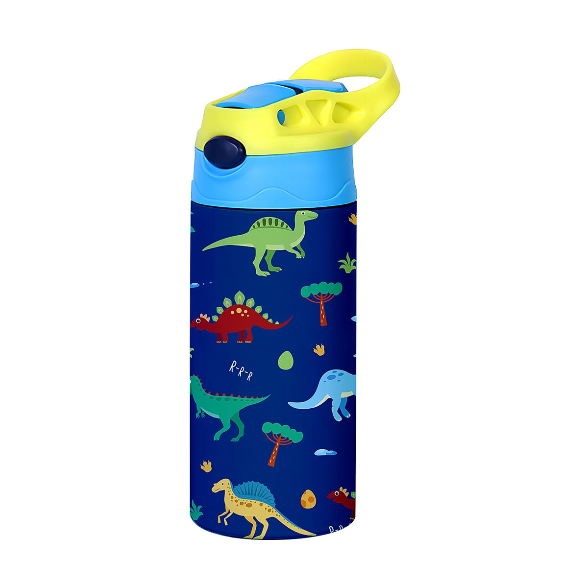 Cartoon Stainless Steel Insulated Cup — Animal Print Thermal Tumbler with Straw Lid, Bow Design Coffee Cup Gift