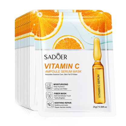 10pcs SADOER 24K Gold Face Masks – Vitamin C & Hyaluronic Acid for Moisturizing, Firming & Hydrating Skin Care
