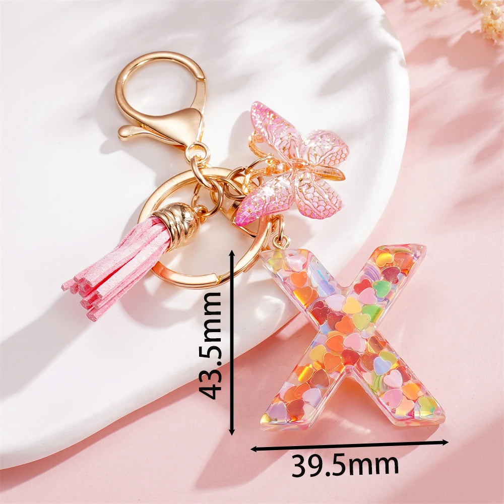 A-Z Letter Pendant Keychain - Tassel Key Ring Charm for Women & DIY Jewelry Making