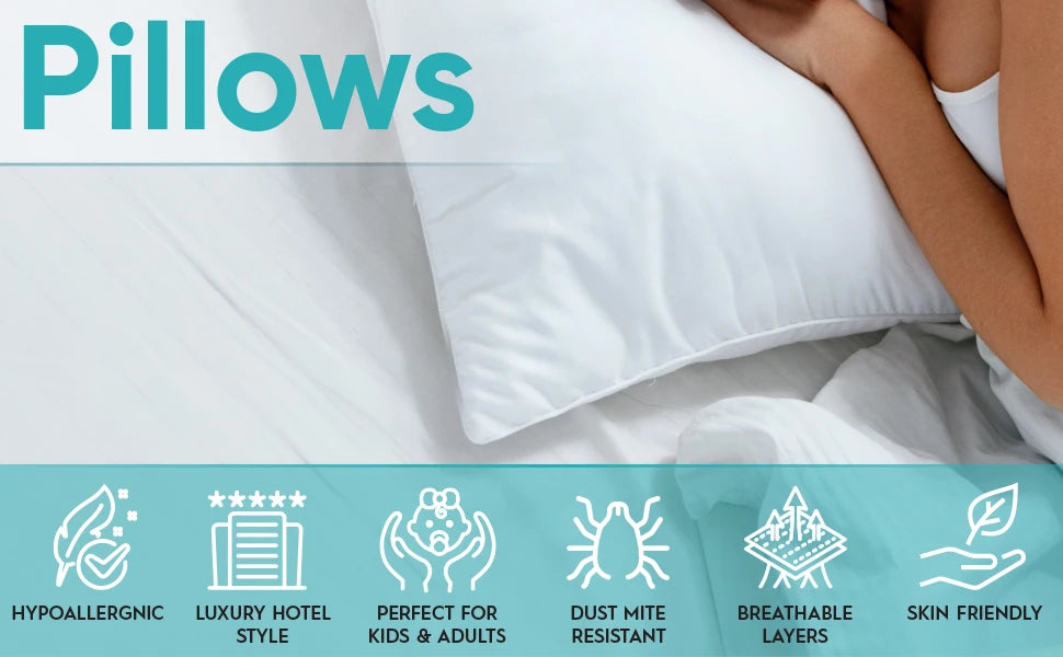 100% Goose Down Pillow – Luxury Five-Star Hotel Quality, Soft & Supportive Sleep Pillow, Single Size