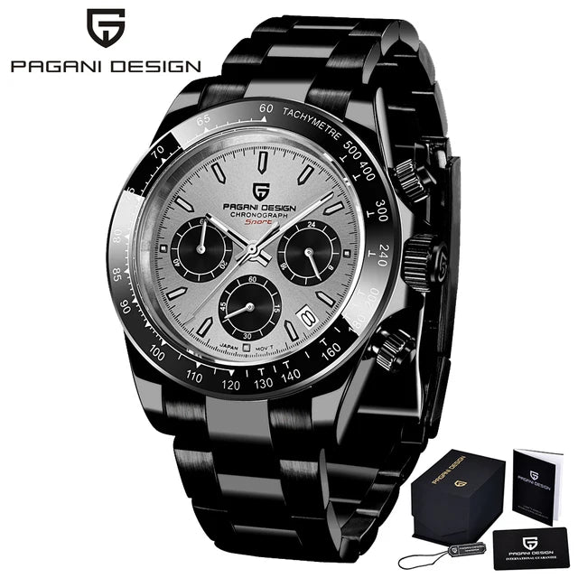 40mm PAGANI DESIGN V2 Men’s Quartz Watch – Sapphire Retro Chronograph Stainless Steel Waterproof