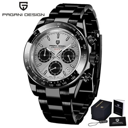40mm PAGANI DESIGN V2 Men’s Quartz Watch – Sapphire Retro Chronograph Stainless Steel Waterproof