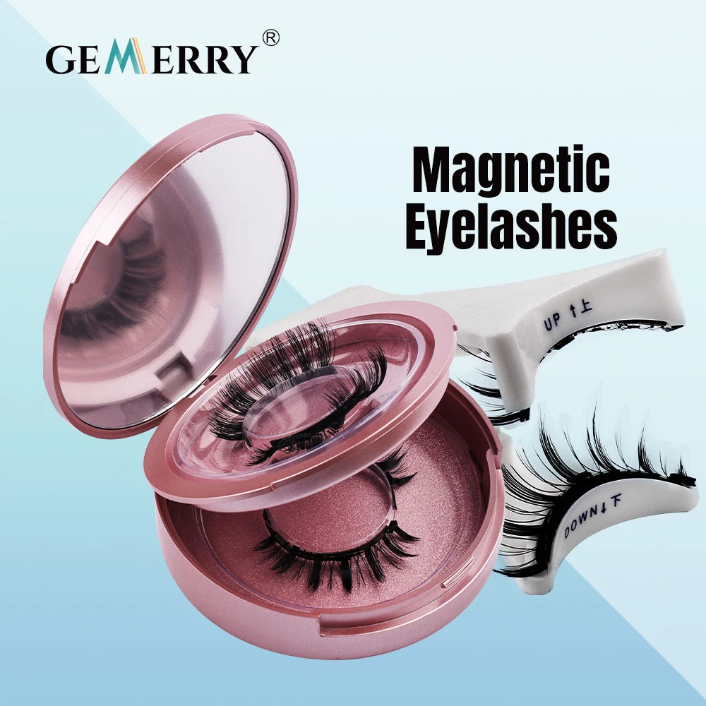 GEMERRY Magnetic Eyelashes Set with Applicator – Natural Look Reusable No Glue Soft Strip False Lashes Makeup Kit