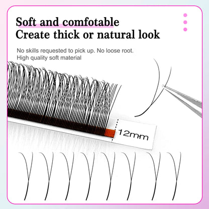 CoMango Faux Mink Eyelashes Extensions – 1D/2D/Y, C/D Curl Natural Russian Volume Soft PBT Lashes