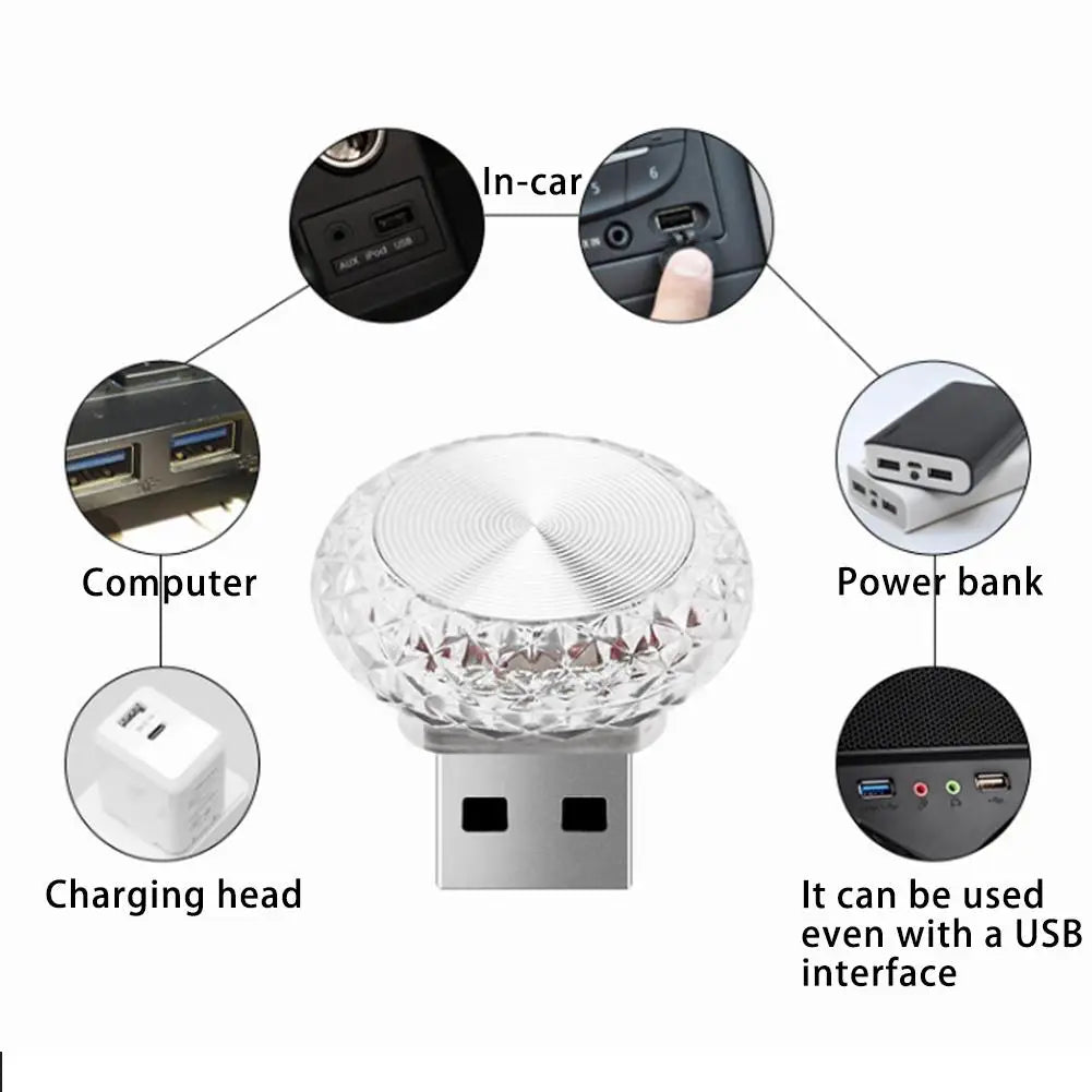 Portable USB Car Ambient Light - Mini LED Decorative Lamps for Auto Interior & Computer Lighting, Plug & Play