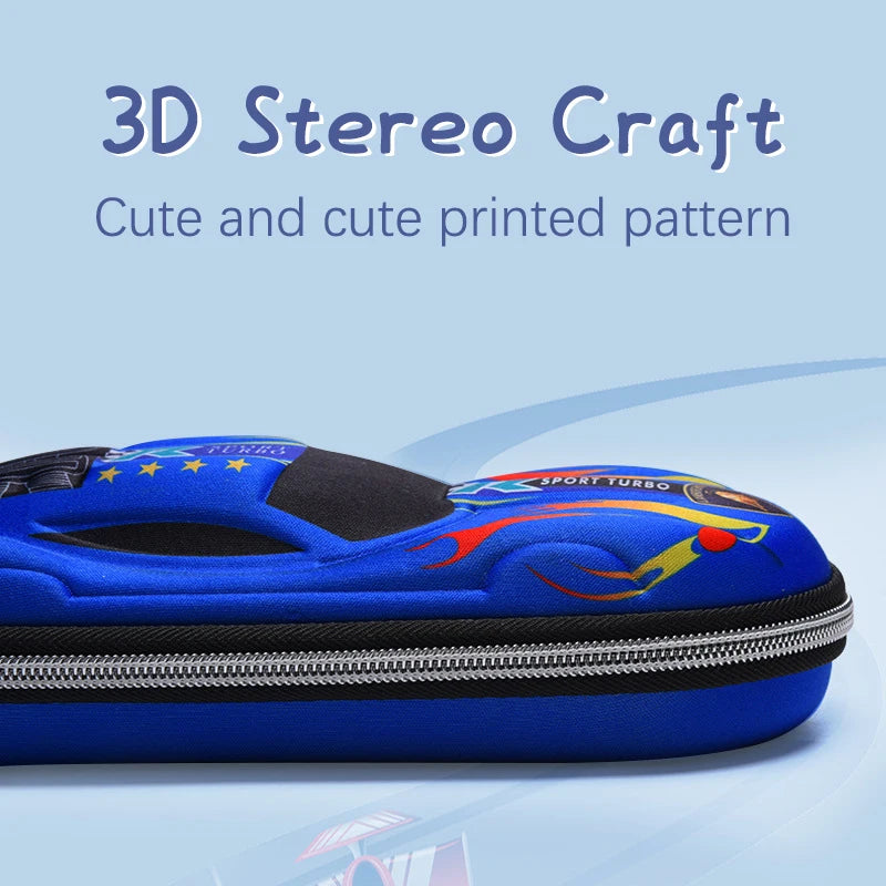 3D Racing Car Pencil Case for Kids – Cartoon EVA PU Stationery Box for School, Cute Pen Bag for Boys
