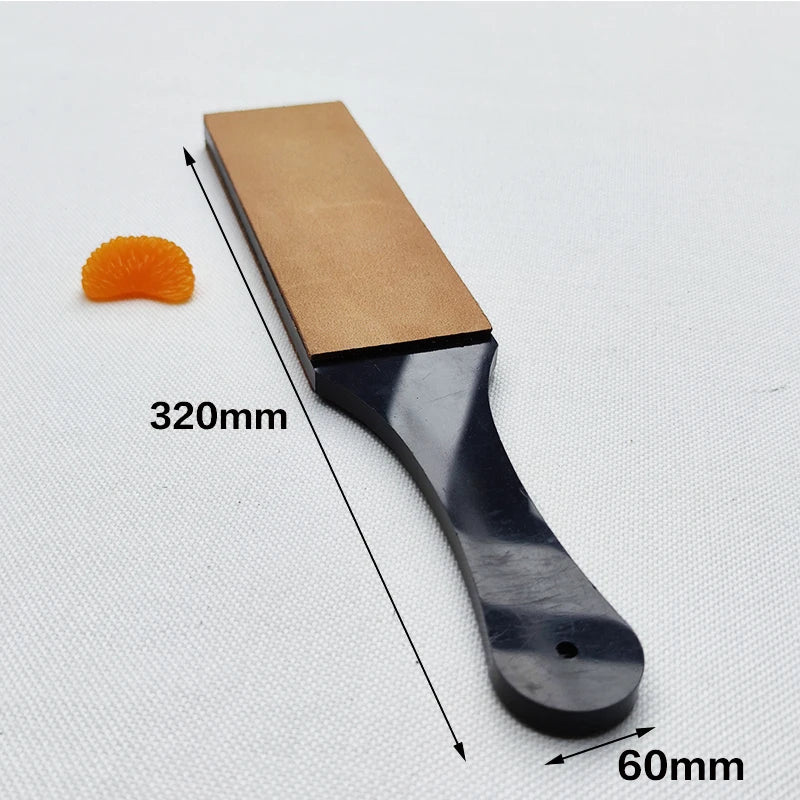 Handmade Wooden Handle Leather Sharpening Strop – Double-Sided Razor Knife Polishing & Home Sharpening Tool