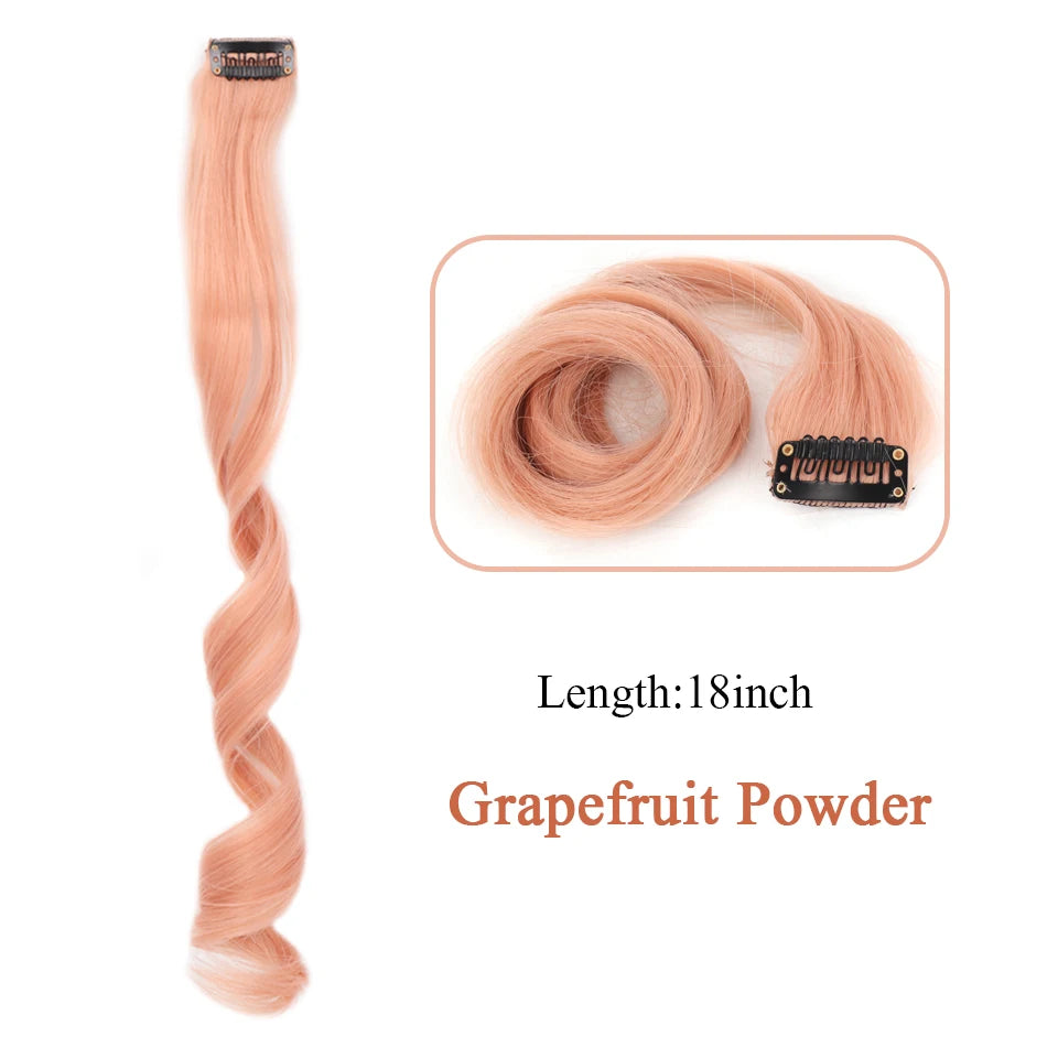 HUAYA 18" Synthetic Clip-In Colorful Curly Hair Extension – Ombre Pink Purple Red Blue Hair Piece