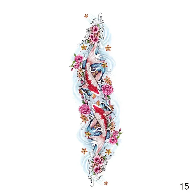 16 Designs Full Arm Temporary Tattoo Sleeves - Waterproof Body Art Stickers for Men & Women Fashion Style