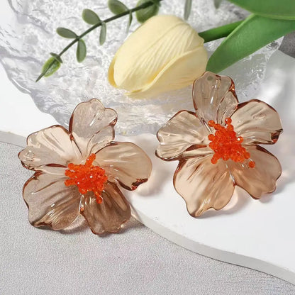 Zvoijio Resin Flower Drop Earrings - Personalized Trendy Long Water Drop Jewelry for Women