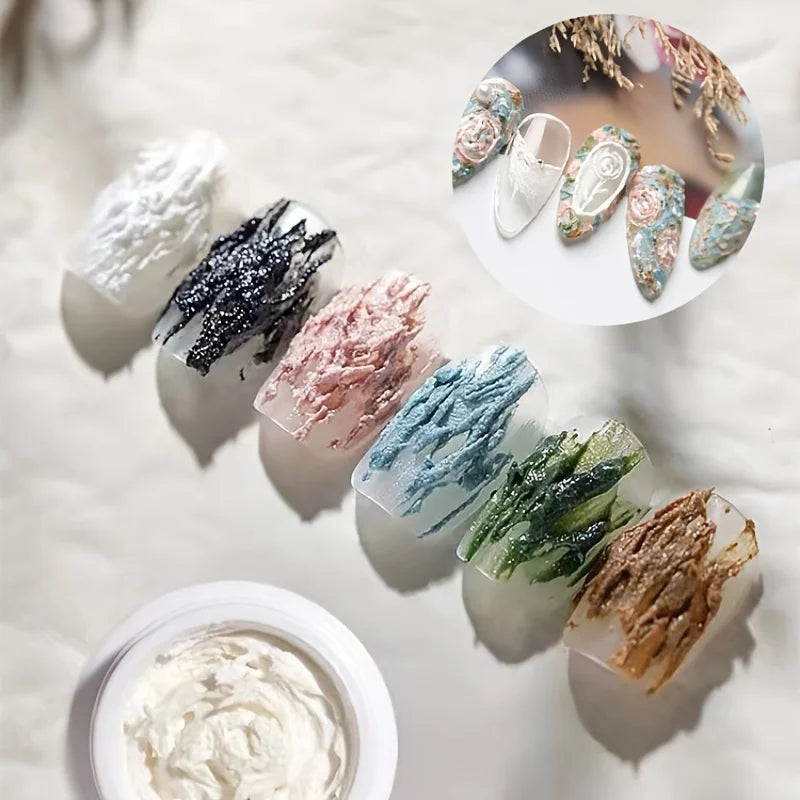 6 Colors 3D Sand Texture Gel Nail Polish Set – No Wipe Top Coat Needed UV Nail Art Lacquer with Plaster Effect Finish