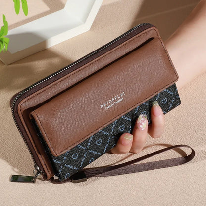 Classic Men’s Faux Leather Wallet – Bifold with Snap Closure, Zipper Card Holder & Photo Slot, Color Block Design