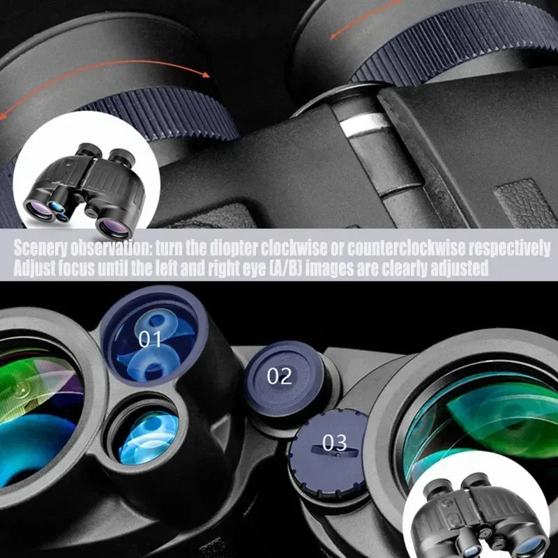 1500m Marine Binoculars for Adults – 8x40 with Rangefinder, Compass, IP65 Waterproof, UHD Field of View 8°