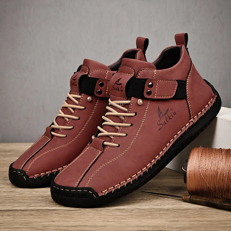2024 Handmade Leather Casual Men’s Shoes - Breathable Sneakers & Ankle Boots for Outdoor Wear