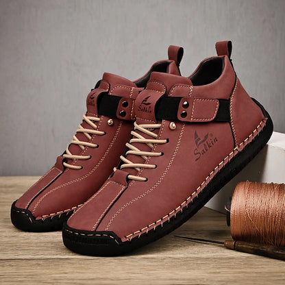 2024 Handmade Leather Casual Men’s Shoes - Breathable Sneakers & Ankle Boots for Outdoor Wear