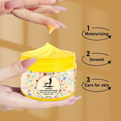 50g Lanolin Foot Cream for Cracked Heels & Dry Feet, Deep Moisturizing Skin Repair Balm for Soft Smooth Feet