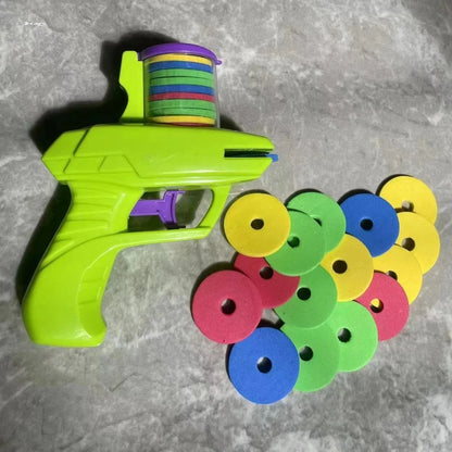 Kids Flying Disc Launcher Toy – EVA Soft Bullet & Mini Carrot Shooting Gun for Outdoor Games & Sports