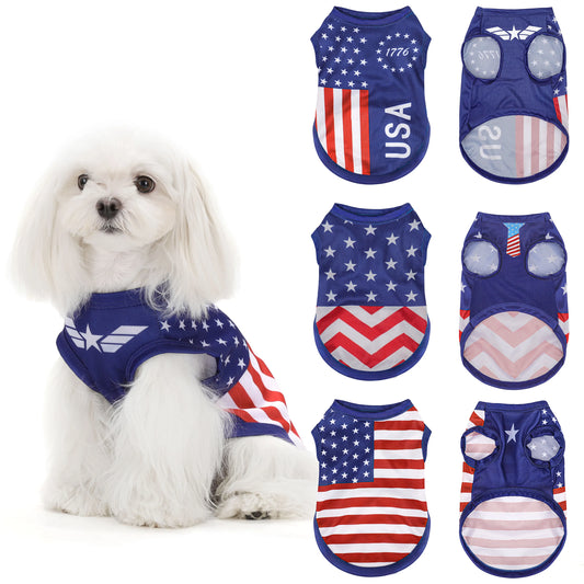 American Flag Dog Vest Shirt - Patriotic Pet Apparel for National Holiday Celebrations and Everyday Wear
