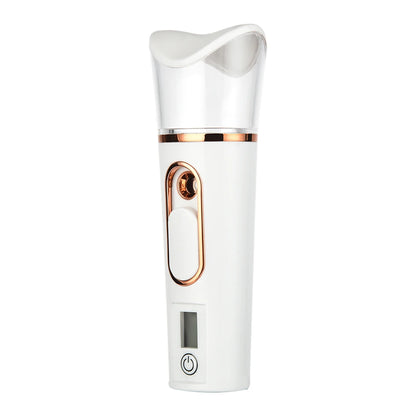 Handheld Nano Mist Sprayer Facial Steamer – Mini Portable Hydrating Skin Care Humidifier with LED Display Nebulizer Beauty Device