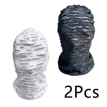 Musion Gothic Punk Face Mask - Distressed Ripped Design Windproof Cover for Skiing, Cycling & Street Style