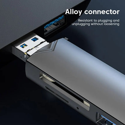 6 in 1 Multifunction USB 3.0 Card Reader: U Disk Type C/Micro USB/TF/SD Flash Drive Memory Card Reading Adapter - Phone Accessories