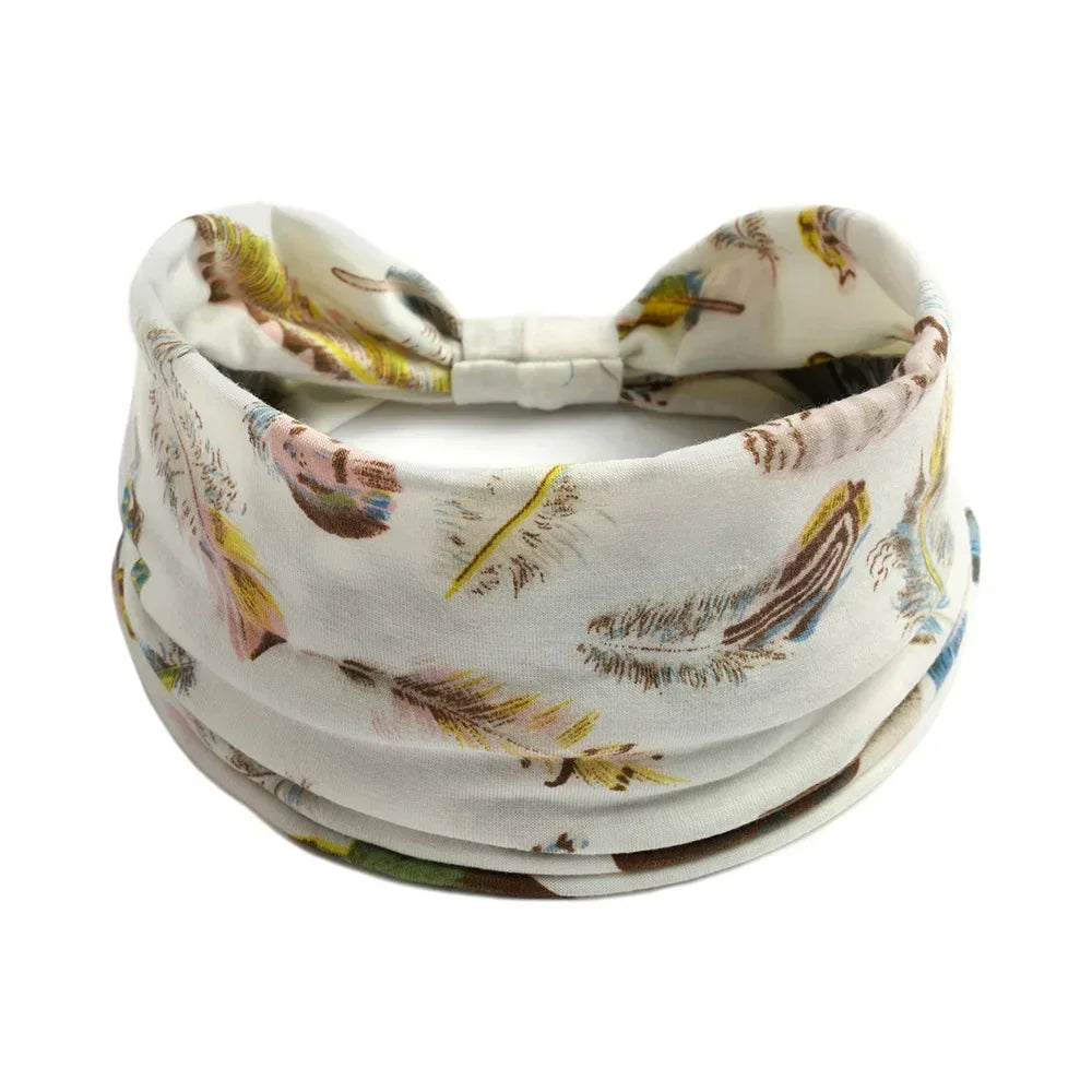 Bohemian Wide Cotton Stretch Headbands for Women – Turban Style Hairbands, Bandana Headwrap Hair Accessories