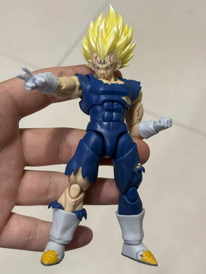 Majin Vegeta Super Saiyan Action Figure - Full Power Battle Damage Anime Collectible Model Toy