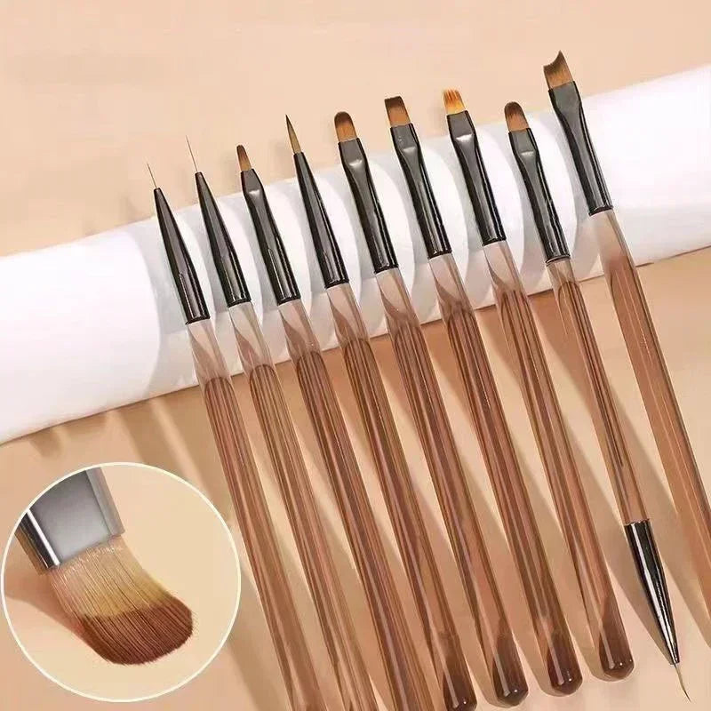 9PCS UV Gel Nail Brush Set – Liner DIY Painting Pen, Acrylic Drawing Brush for Nail Art Design & Tip Display Tools