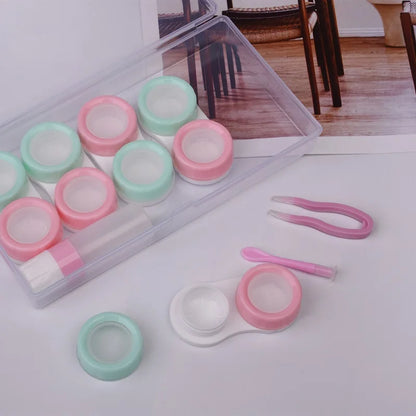 5-Pack Macaron Contact Lens Case Set – Dual Storage Display Box Travel Kit Portable Lens Holder for Easy Carrying