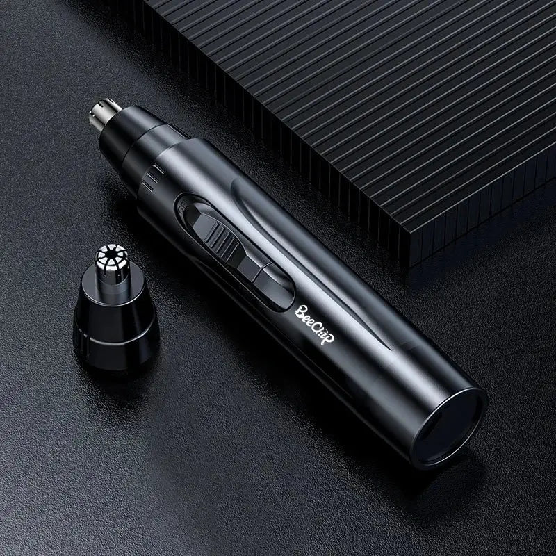Black Electric Nose Hair Trimmer: Low-Noise, High-Torque Motor for Men and Women - Washable Nasal Hair Remover