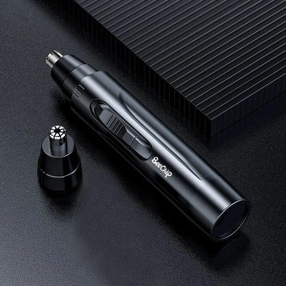 Black Electric Nose Hair Trimmer: Low-Noise, High-Torque Motor for Men and Women - Washable Nasal Hair Remover