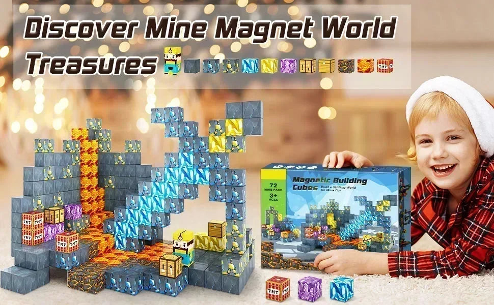Magnetic Building Blocks Cube Set – STEM DIY Toy for Kids 3+, Boys & Girls, Sensory Model Gift