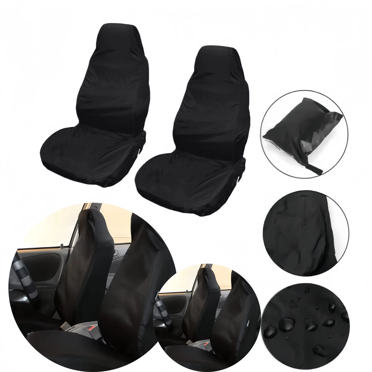 2PCS Heavy-Duty Front Seat Covers - Universal Waterproof & Breathable Car Seat Protectors for Cars, Trucks & SUVs