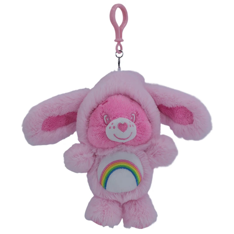 Care Bears Plush Keychain - 17cm Rabbit Ear Hood Furry Cartoon Bag Charm