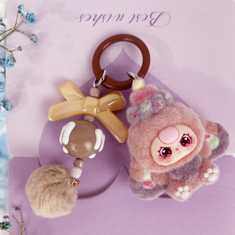 Kawaii Baby Three Cartoon Keychain - Mini Doll Bag Pendant, Cute DIY Accessory & Decorative Gift