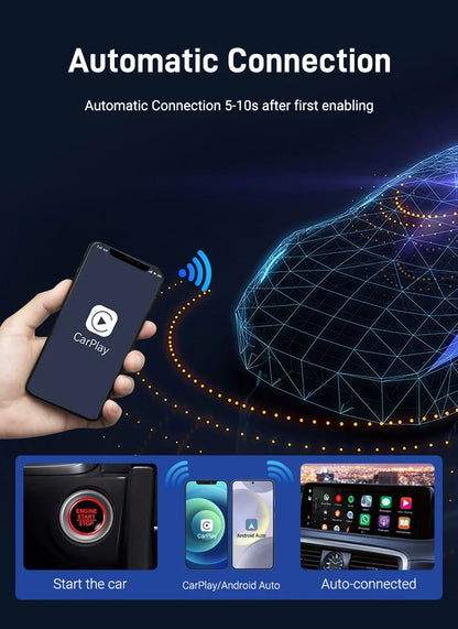 2025 2-in-1 Wired to Wireless CarPlay Adapter – Android Auto Smart Box, Plug & Play, Universal with OTA Update