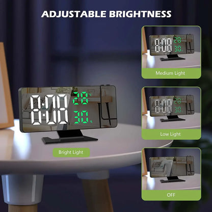 LED Digital Projection Alarm Clock – Ceiling Projector with Time, Temperature Display, Backlight & Snooze Function for Home